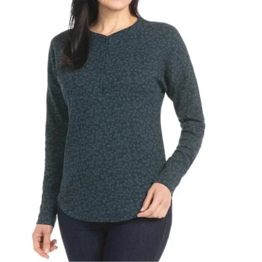 Dalia - Waffle Henley Long Sleeve Shirt